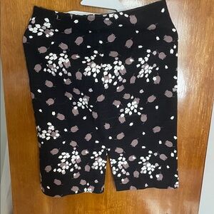 LOFT Black and White Floral Midi Skirt